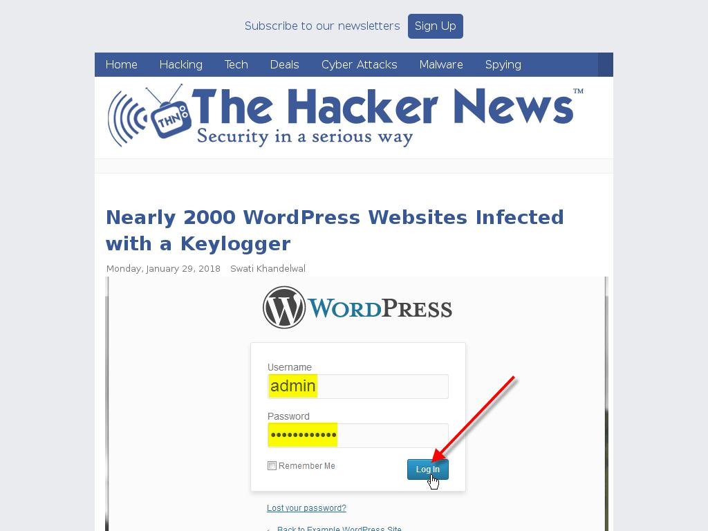 KEYLOGGER CAMPAIGN RETURNS, INFECTING 2,000 WORDPRESS SITES