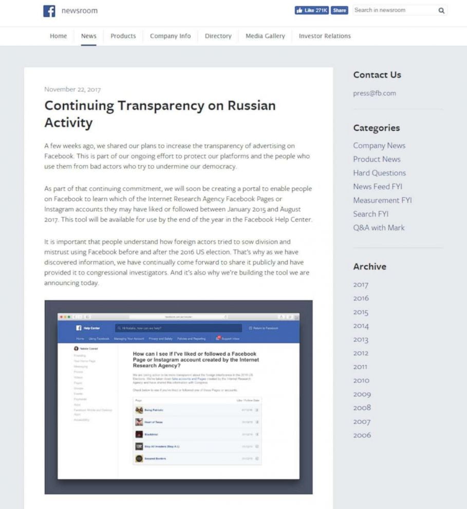 Facebook gave users Russian protection software program