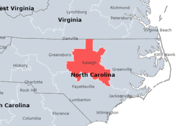 Area Code 919, NC – US, Map